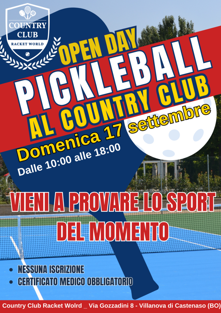 Locandina Open Day Pickleball - Country Club