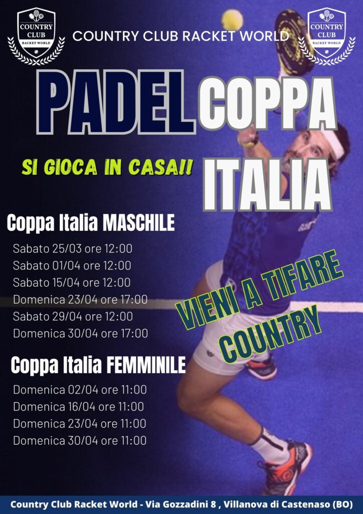 Locandina Coppa Italia TPRA - Country Club