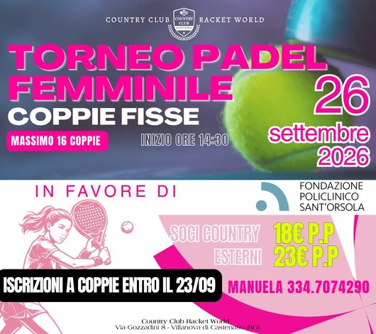 TORNEO PADEL FEMMINILE - Country Club